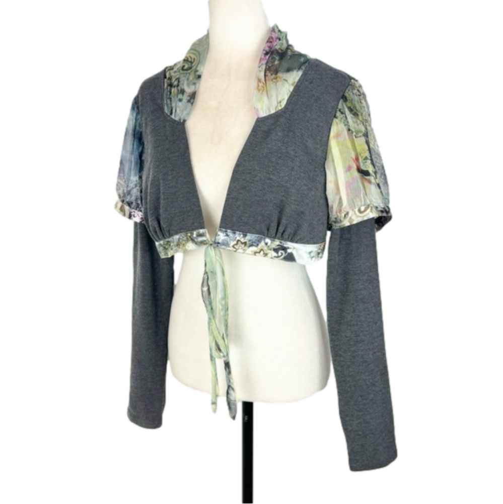 Svetlana grey and sheer bolero wrap